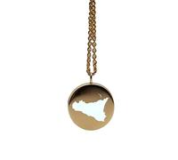 Colgante redondo de 24 mm con mapa de Sicilia, 1,5 mm de grosor, chapado en oro de 14 k, en plata de ley. Dije de la Tierra. Delicada joyería de viaje. Medallón grabado de aventura. LKB_MAP_319