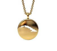 Colgante redondo de 24 mm y 1,5 mm de grosor con mapa de Cuba en plata de ley chapada en oro de 14 k. Dije de la Tierra. Delicada joyería de viaje. Medallón grabado de aventura. LKB_MAP_473