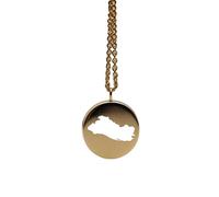 Colgante redondo de 24 mm y 1,5 mm de grosor con mapa de El Salvador en plata de ley chapada en oro de 14 k. Dije de la Tierra. Delicada joyería de viaje. Medallón grabado con aventura. LKB_MAP_459