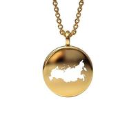 Colgante redondo de 24 mm y 1,5 mm de grosor con mapa de la Unión de Repúblicas Socialistas Soviéticas (URSS) en plata de ley chapada en oro de 14 k. Dije de la Tierra. LKB_MAP_580