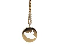 Colgante redondo de 24 mm y 1,5 mm de grosor con mapa de Sudán del Sur en plata de ley chapada en oro de 14 k. Dije de la Tierra. Delicada joyería de viaje. Medallón grabado de aventura. LKB_MAP_338