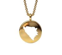 Colgante redondo de 24 mm y 1,5 mm de grosor en plata de ley chapada en oro de 14 k con mapa de Bosnia y Herzegovina. Dije de la Tierra. Delicada joyería de viaje. aventura. LKB_MAP_670