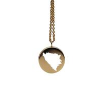 Colgante redondo de 24 mm y 1,5 mm de grosor en plata de ley chapada en oro de 14 k con mapa de Bosnia y Herzegovina, amuleto de la Tierra, delicada joyería de viaje | aventura | LKB_MAP_284