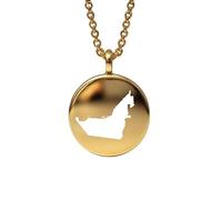 Colgante redondo de 24 mm y 1,5 mm de grosor en plata de ley chapada en oro de 14 k con mapa de Dubái, Abu Dabi y Emiratos Árabes Unidos. Dije de la Tierra. Delicada joyería de viaje. con LKB_MAP_579