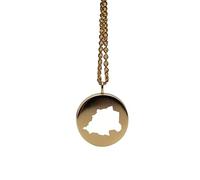 Colgante redondo de 24 mm y 1,5 mm de grosor en plata de ley chapada en oro de 14 k con mapa de la Santa Sede. Dije de la Tierra. Delicada joyería de viaje. Medallón grabado con aventura. LKB_MAP_434