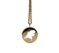 Colgante redondo de 24 mm y 1,5 mm de grosor en plata de ley chapada en oro de 14 k con mapa de los Países Bajos. Dije de la Tierra. Delicada joyería de viaje. aventura. LKB_MAP_382