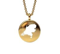 Colgante redondo de 24 mm y 1,5 mm de grosor en plata de ley chapada en oro de 14 k con mapa de los Países Bajos. Dije de la Tierra. Delicada joyería de viaje. aventura. LKB_MAP_548