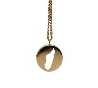 Colgante redondo de 24 mm y 1,5 mm de grosor en plata de ley chapada en oro de 14 k con mapa de Madagascar, amuleto de la Tierra, delicada joya de viaje | Medallón grabado de aventura | LKB_MAP_404