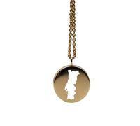 Colgante redondo de 24 mm y 1,5 mm de grosor en plata de ley chapada en oro de 14 k con mapa de Portugal, amuleto de la Tierra, delicada joyería de viaje | Medallón grabado de aventura | LKB_MAP_363