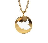Colgante redondo de 24 mm y 1,5 mm de grosor en plata de ley chapada en oro de 14 k con mapa de Sudán del Sur, amuleto de la Tierra, delicada joyería de viaje | aventura | LKB_MAP_603