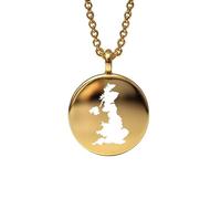 Colgante redondo de 24 mm y 1,5 mm de grosor en plata de ley chapada en oro de 14 k con mapa del Reino Unido, dije de la Tierra, delicada joya de viaje | Medallón grabado de aventura | LKB_MAP_578