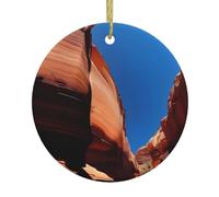 Colgante redondo de cerámica de Navidad para colgar, 7,4 cm, diseño de desfiladero de WHJSHOP