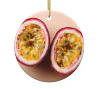 Colgante redondo de cerámica de Navidad para colgar, 7,4 cm, fondo puro WHJDPP con impresión de maracuyá, decoraciones navideñas