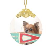 Colgante redondo de cristal dorado - Papillon in the box Print Christmas Tree Hanging Decoration, Domes Art for Home, Garden and Office