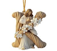 Colgante religioso de Navidad, adornos de letras de Navidad Jesús | Ornamento colgante de acrílico en forma de Jesús del alfabeto religioso - Adornos de árbol de Navidad, decoración cristiana 2d para
