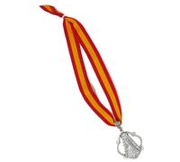 Colgante Retrovisor De Coche Para Colgar en Espejo Automovil Amarillo y Rojo Colores de la Bandera de España con Abalorio de la Virgen Del Rocio