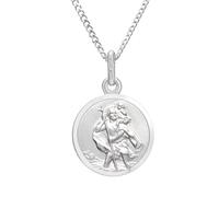 Colgante Reversible Pequeño para Niños, San Cristóbal, Plata de Ley con Cadena 16 pulgadas y Caja para Regalo - 12 mm.