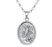 Colgante reversible, plata de ley, ángel de la guarda y San Miguel
