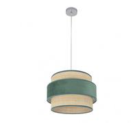 Colgante reyes 1xe27 cromo/natural-verde regx40x40 cm