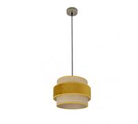 Colgante reyes 1xe27 cuero/natural-yema regx30x30 cm