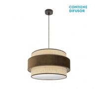 Colgante reyes 2xe27 marron/natural-marron regx50x50 cm
