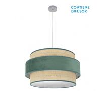 Colgante reyes 3xe27 cromo/natural-verde regx60x60 cm