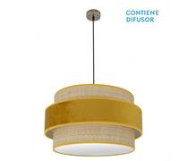 Colgante reyes 3xe27 cuero/natural-yema regx60x60 cm
