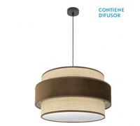 Colgante reyes 3xe27 marron/natural-marron regx60x60 cm
