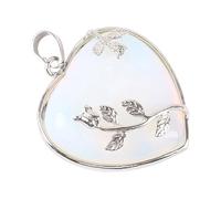 Colgante Rygai Women Rose Quartz Alloy Flower Necklace Pendant Heart Inlaid Charm Jewelry Rygai Women Rose Quartz Alloy Flower Necklace Pendant Heart Inlaid Charm Jewelry Burro Colgante, Cristal