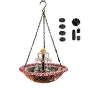Colgante Solar Fuente de baño de pájaros | PP y ABS, cuenco 23.5x5.5 cm, cadena 40 cm | Suministro de agua al aire libre con bomba solar, baño de colibrí | Fuente de jardín colgante