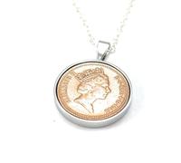 Colgante sólido de 1986 para 40 cumpleaños/aniversario, moneda de un penique, colgante de un penique de 1986 para un 40 cumpleaños SLV