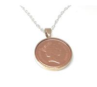 Colgante sólido de moneda de un penique de 1995 para 29 cumpleaños/aniversario, colgante de un penique de 1995 para un cumpleaños número 29, talla única, chapado en oro, otro tipo de cierre