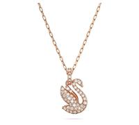 Colgante Swan, Cisne, Pequeño, Blanco, Acabado en oro rosa de 18 quilates OS