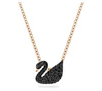 Swarovski Collar con Colgante de Cisne Iconic Swan para Mujer, con Cristales Negros, Baño Tono Oro Rosa, Colección Iconic Swan de Swarovski