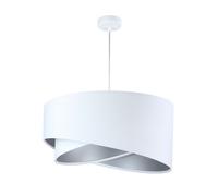 Colgante Tela Pantalla Ø50cm dormitorio en Blanco Plata Pendelleuchte Madan