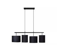Colgante Tela Pantalla Negro Desván 107CM E27 4-flammig Pendelleuchte Comedor