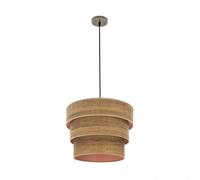 Colgante triple smile 1xe27 cuero/madera oscura regx40x40 cm