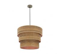 Colgante triple smile 3xe27 cuero/madera oscura regx50x50 cm