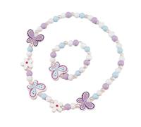 Colgante Unicornio Niñas Collar Pulsera Set,Niños Mariposa Púrpura Joyas de Madera Kit Collar de Cuentas de Madera Elásticas Unicornio Princesa Beads Regalo para la Fiesta de Cumpleaños Pretender