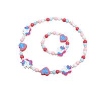 Colgante Unicornio Niñas Collar Pulsera Set, Niños Unicornio Joyas de Madera Kit Collar de Cuentas de Madera Elásticas Unicornio Princesa Beads Regalo para la Fiesta de Cumpleaños Pretender