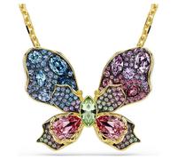 Colgante y broche Idyllia, Tallas mixtas, Pavé, Mariposa, Multicolor, Acabado en oro de 18 quilates OS