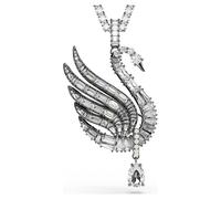 Colgante y broche Swan, Cisne, Blancos, Baño de rutenio OS