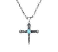 colgantehombres colgantecollares for mujeresVintage Cruz Colgante Jesús Collares for Hombres Niño Acero Inoxidable Naturaleza Collar de Piedra Cristiana Religiosa Joyería Masculina (Color : A)