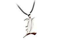 colgantehombres colgantescollares for mujeresDeath Note L Lawliet Collar de Acero Inoxidable Letra Inglesa Antigua Colgante Cuentas Cadena Collares Accesorios de Cosplay (Color : 2)