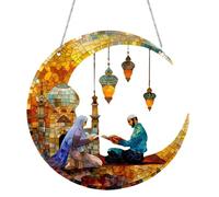 Colgantes Coloridos - Colgante para Ventana de acrílico - Escena de Lectura Plana - Placa de Puerta de casa con Cerradura de Luna - Decoración de hogar para Fiestas, Regalos de Invitados |