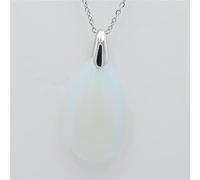 Colgantes con forma de gota de agua de cristal de piedra Natural a la moda, collares de cadena para mujeres y hombres, dijes, regalos para amantes de la joyería,ópalo