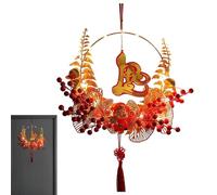 Colgantes de Año Nuevo vietnamita, corona de Año Nuevo | Corona de puerta de entrada brillante para el festival de primavera | Adornos decorativos, colgante de puerta flocado para ventana de pared