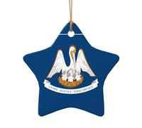 Colgantes de cerámica con forma de bandera del estado de Louisiana para manualidades y regalos personalizados, adorno de decoración de puerta en forma de corazón