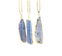 Colgantes de cianita de piedra de cuarzo azul natural, collares de varilla, joyería para mujer