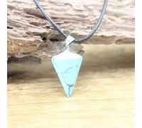 Colgantes de cristal de cuarzo natural con forma hexagonal de piedras preciosas DIY collar de péndulo para mujer, turquesa azul